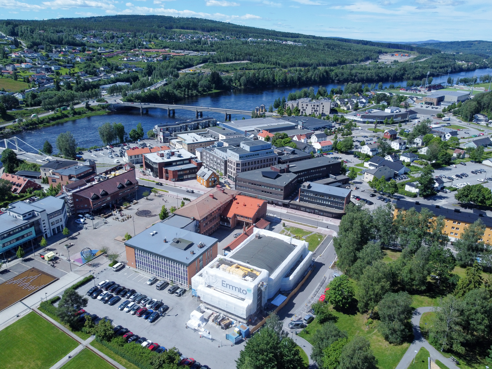 Dronefoto tatt over Kongsvinger i 2025.