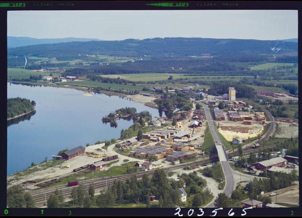 Flyfoto over Kongsvinger fra 1970.