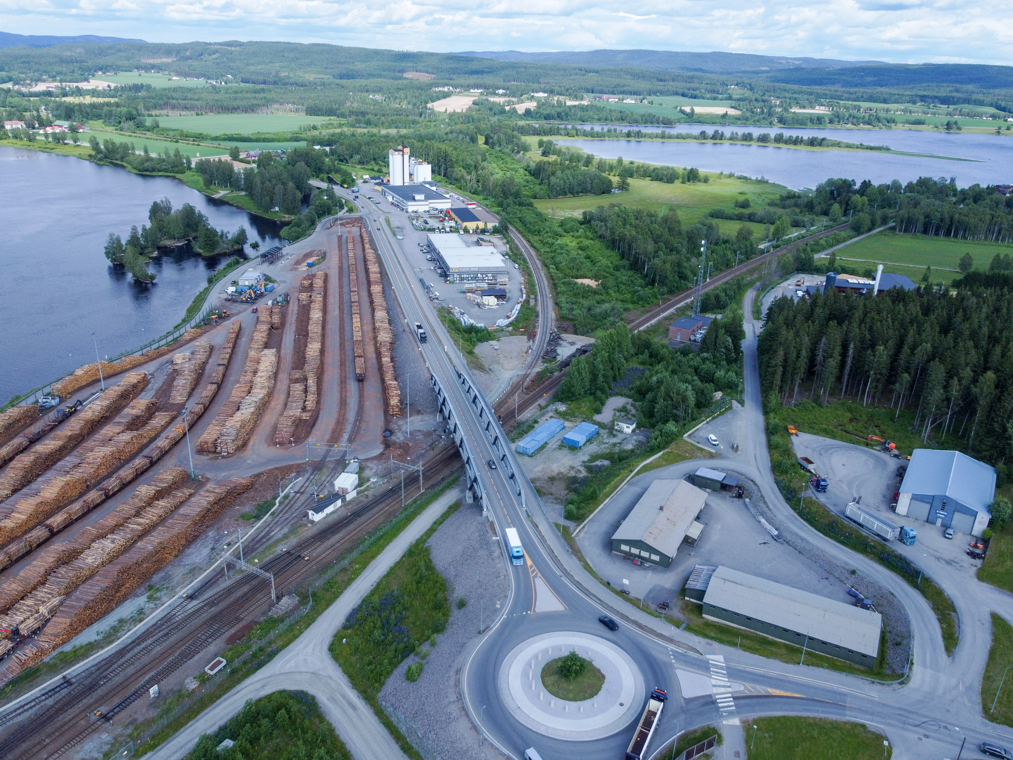 Dronebilde over Kongsvinger tatt i 2025.