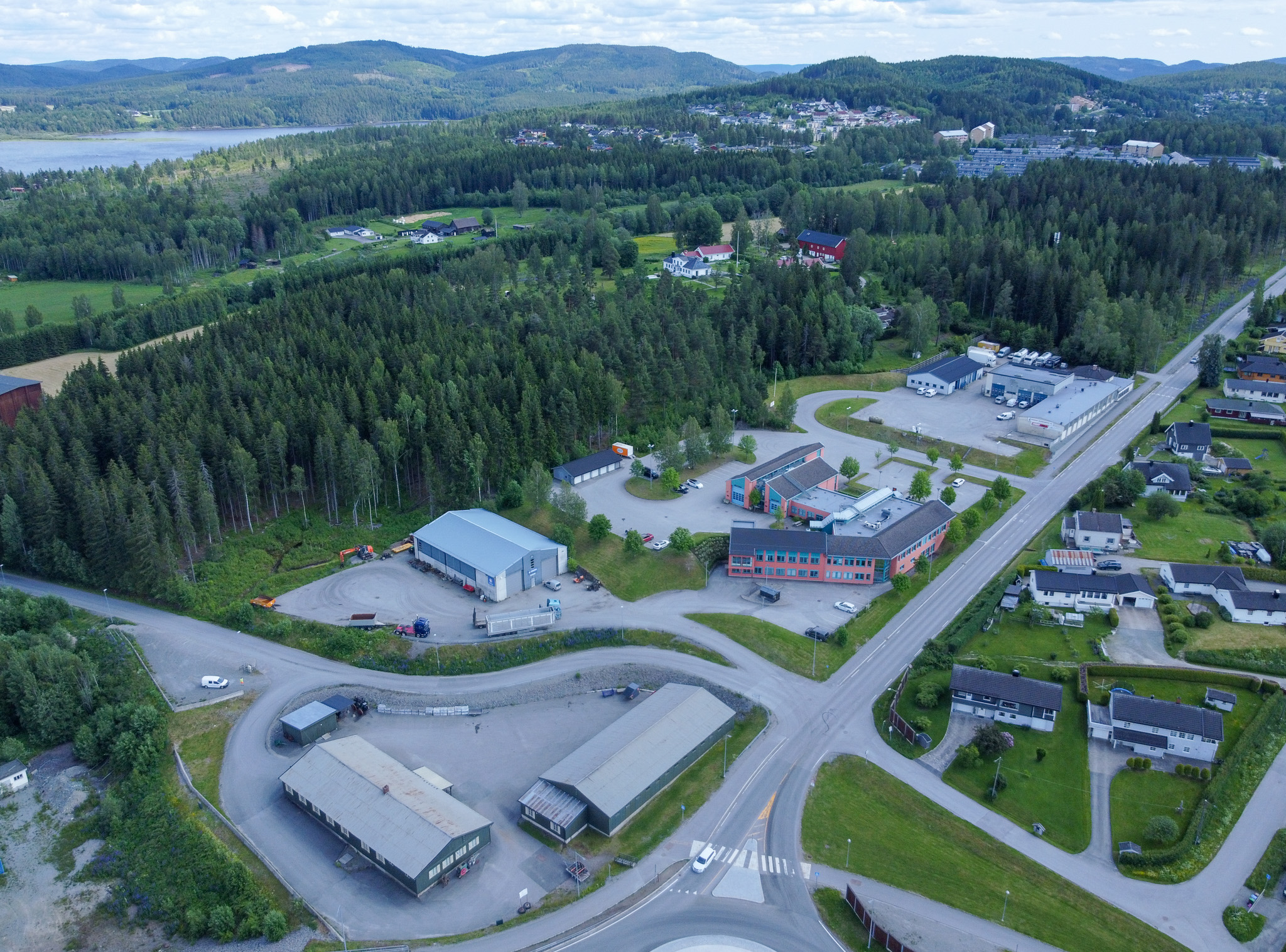 Dronebilde over Kongsvinger tatt i 2025.