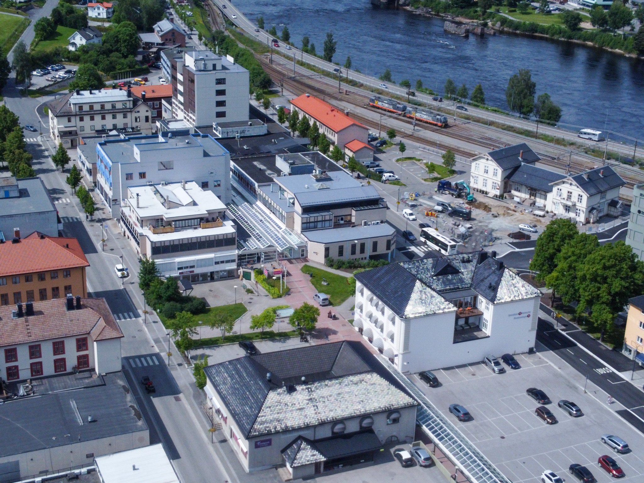 Dronebilde over Kongsvinger tatt i 2025.