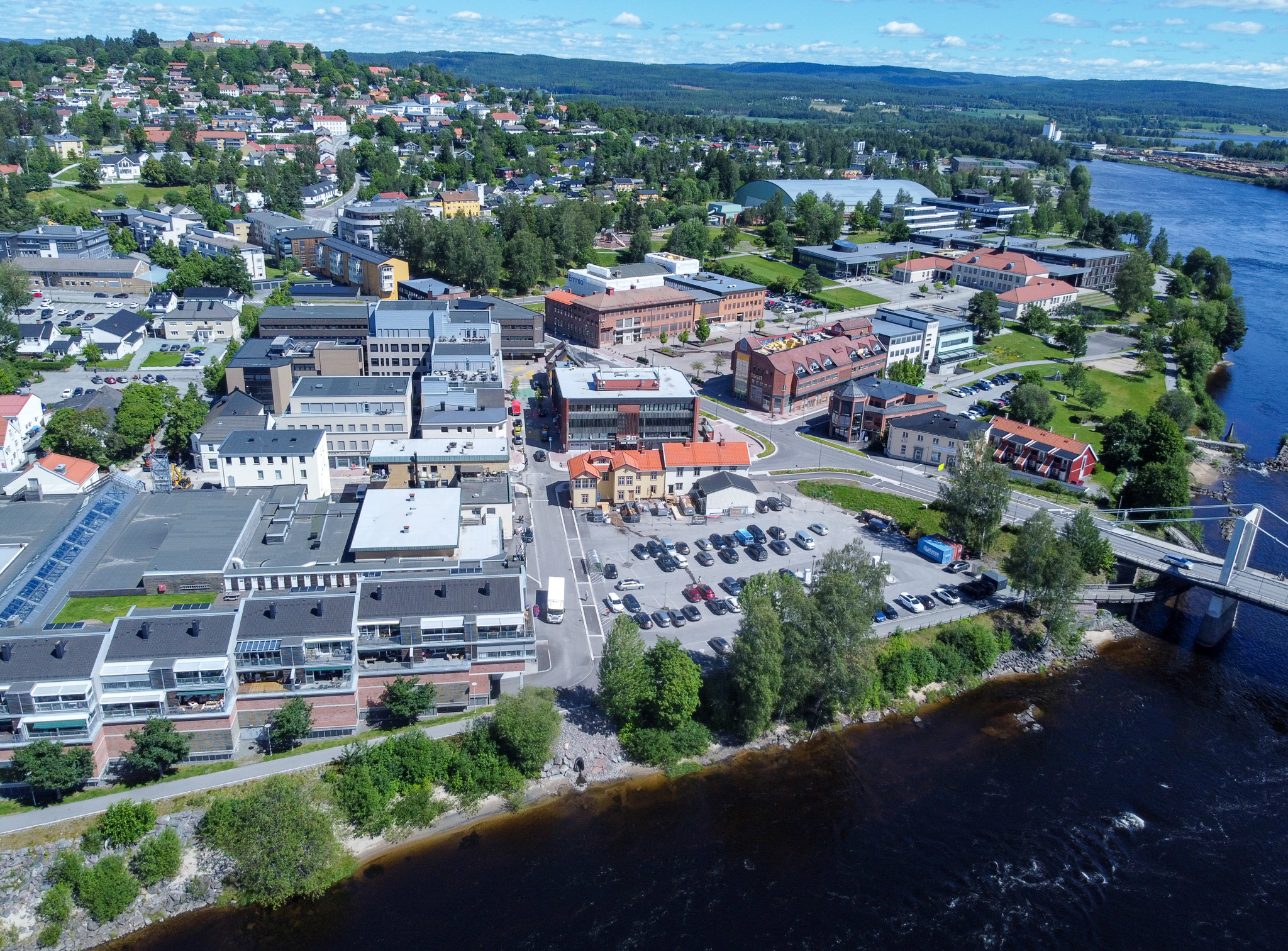 Dronebilde tatt over Kongsvinger i 2025.
