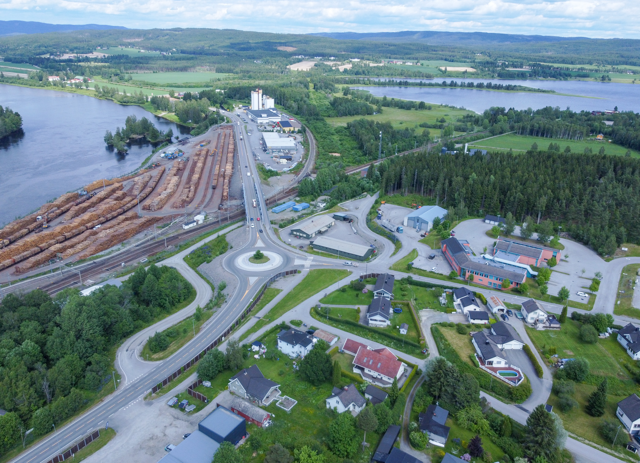 Dronebilde tatt over Kongsvinger i 2025.