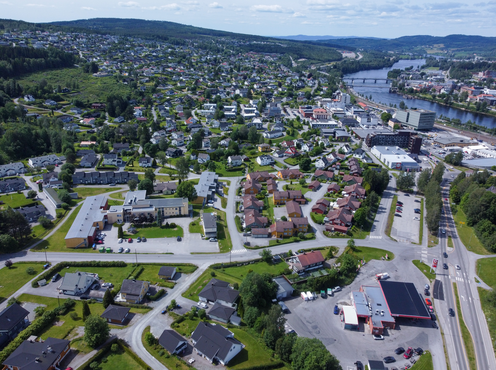 Dronebilde over Kongsvinger i 2025.
