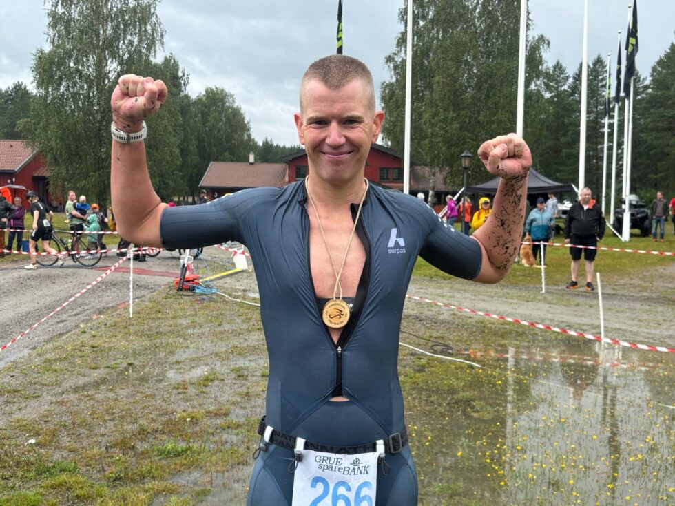Jarle Marvik fra Kongsvinger vant Finnskogen Triahtlon for tredje gang lørdag.