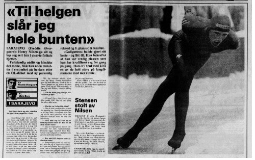 Henry Nilsen gikk inn til en 8.plass på 10.000 meter i vinter-OL i Sarajevo i 1984. Hamar Dagblad skrev at Nilsen ga alt og løp seg inn i skøyte-folkets hjerter.