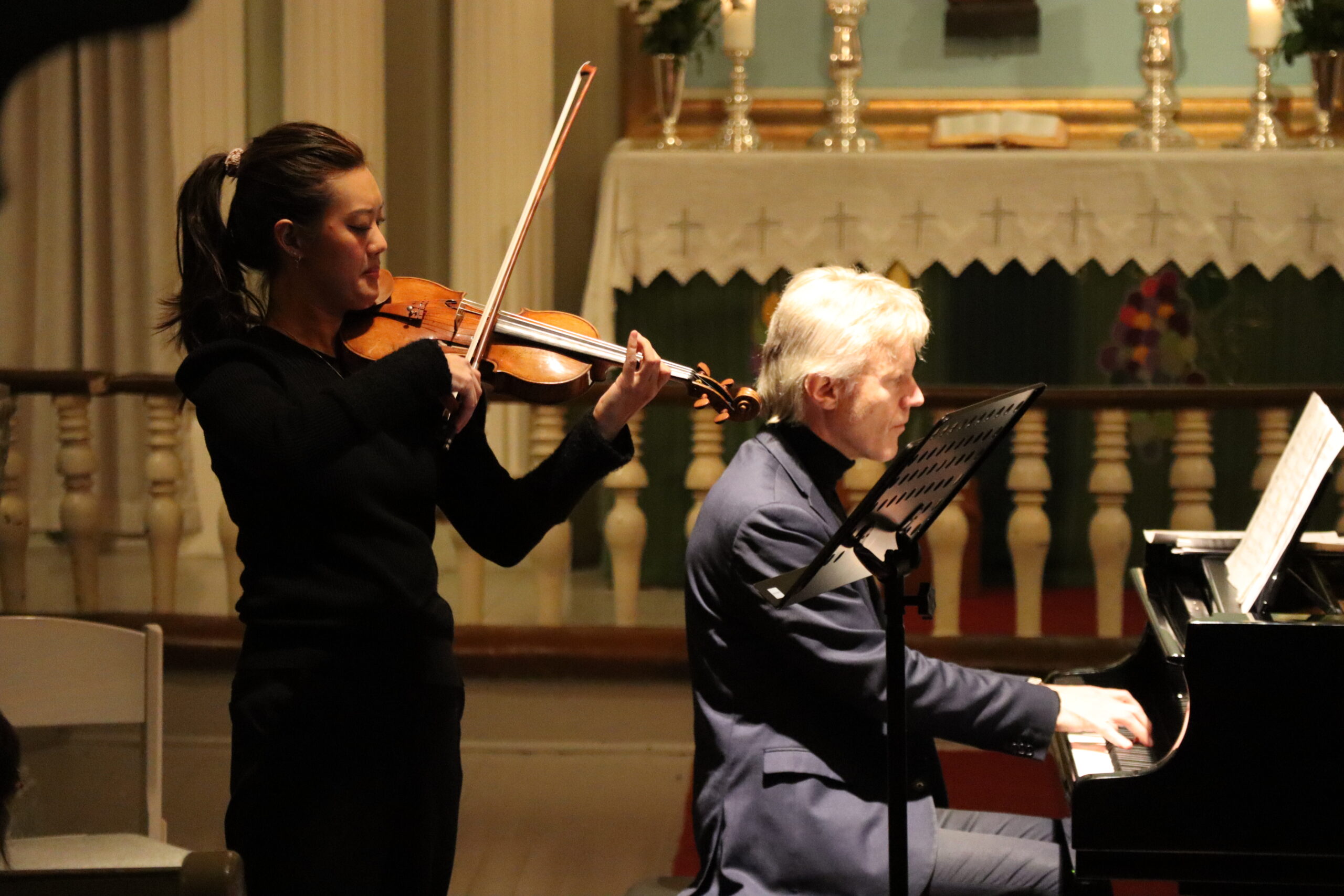 Catharina Chen og Håvard Gimse i Vinger kirke under en konsert i regi av Klang under kuppelen i november i fjor.