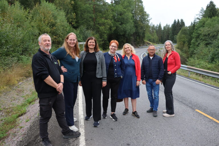 Kai Adsen, Lise Selnes, Iselin Vistekleiven, Elin Såheim Bjørkli, Kamilla Thue, Tore Holth og Ann-Kristin Torgersen Aamodt var på Granli-besøk tirsdag og kikket nærmere på den svingete fylkesvegen.