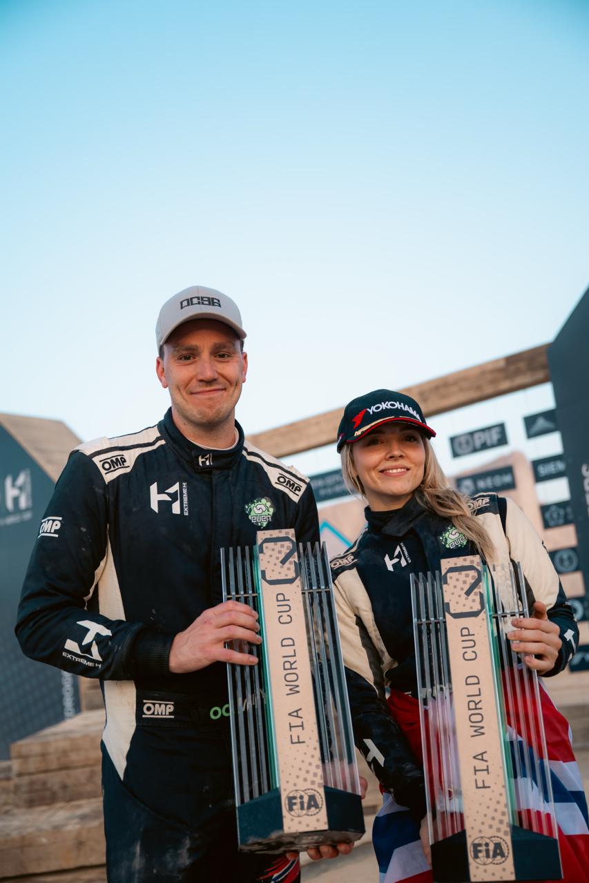Ole Christian Veiby og Hedda Hosås endte på tredje plass i Extreme H i Saudi-Arabia.
