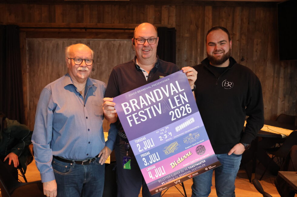 Stig Fonås, Lars Bråten og Emil Bråten har programmet klart for Brandvalfestivalen 2026.