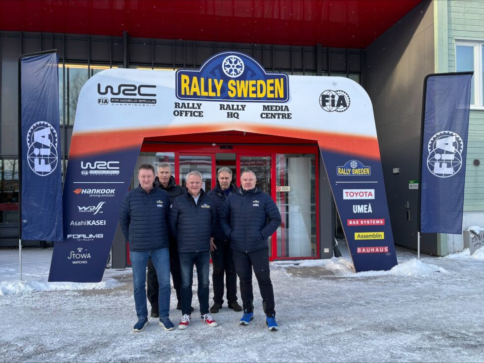 Ole Jonny Branes (f.v.), Stig Rune Kjernsli, Per Gunnar Aarnes, Roy Rogstadmoen (b.v.) og Olav Mellem har nøkkelroller i løpsledelse og sikkerhetsarbeid under Rally Sweden.