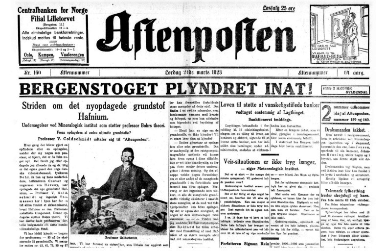 En annonse i Aftenposten 24.mars 1923 for boka "Bergenstoget plyndret inat" ble starten på nordmenns hunger etter kriminallitteratur i påsken.