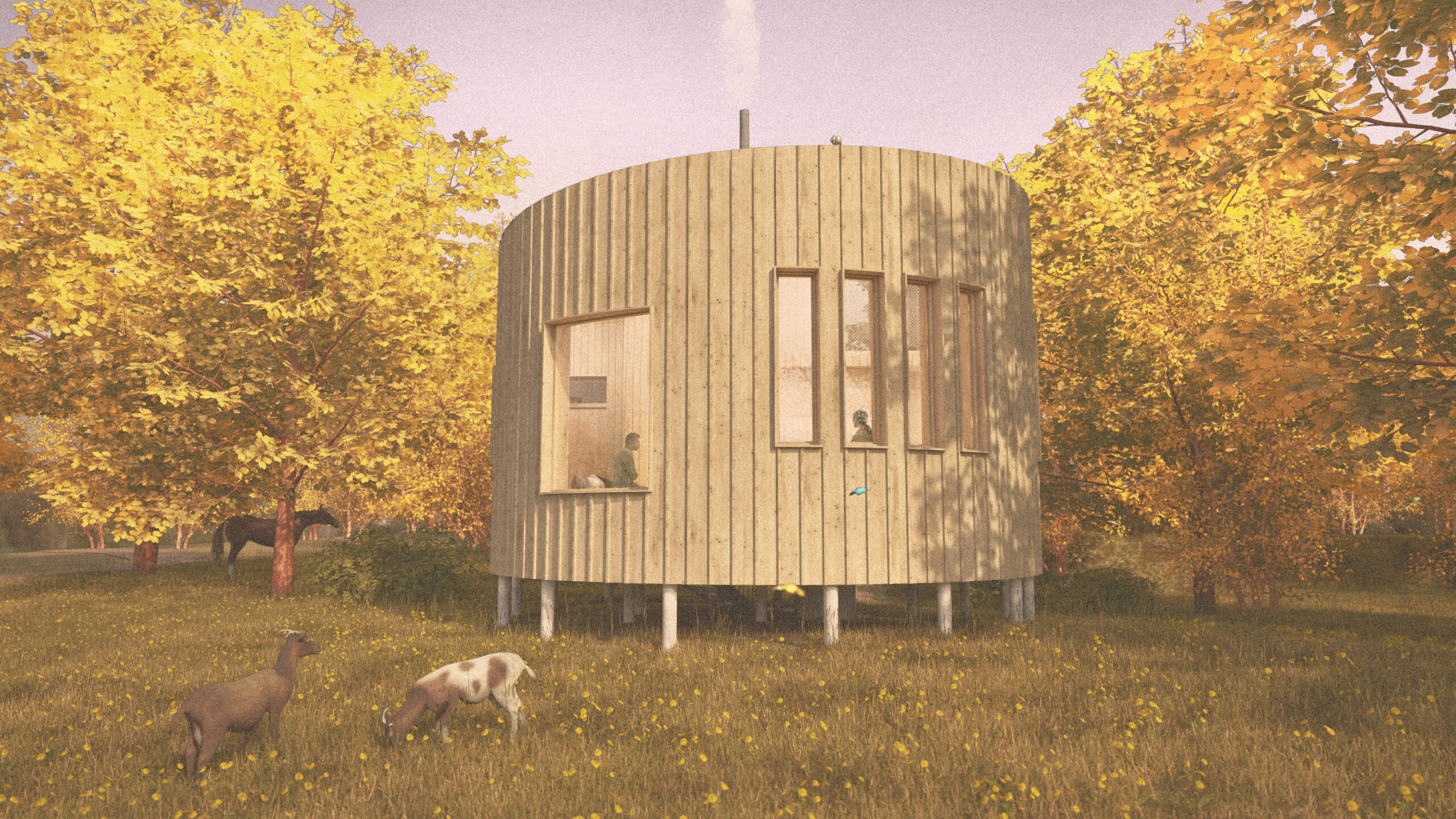 Slik skal hytta bli seende ut når den er ferdig. Det er Metsä design og arkitektur som står bak.