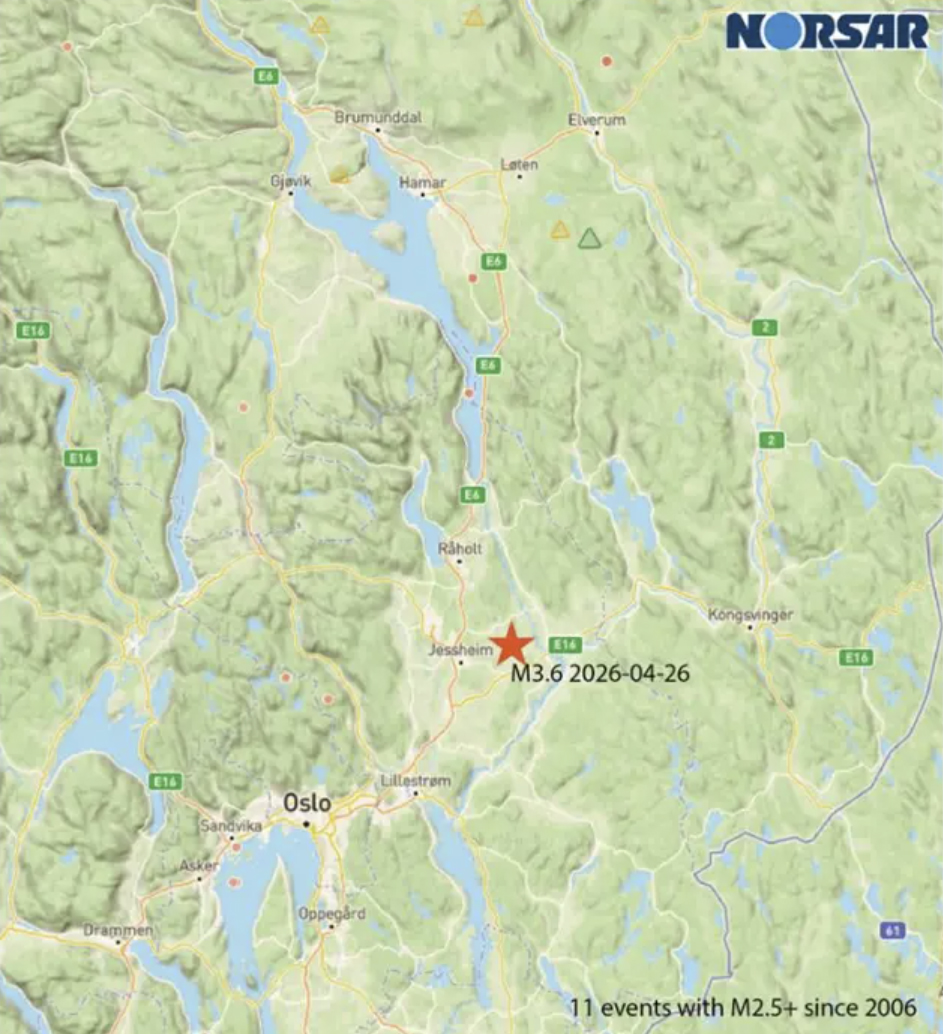 Et kraftig drønn hørtes over store deler av Østlandet søndag. Et jordskjelv med styrke på 3,6 ble målt av NORSAR, som mener at episenteret ligger øst for Jessheim.