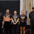 KOBRA sitt lag vant sølv i Final 4 på hjemmebane i Kongsvinger søndag. Spillerne Mariam Hussein, Kristina Pirtskhalava, Christine Nordahl og Maja Pettersen Kvinge med lagleder Kristoffer Nilsen.