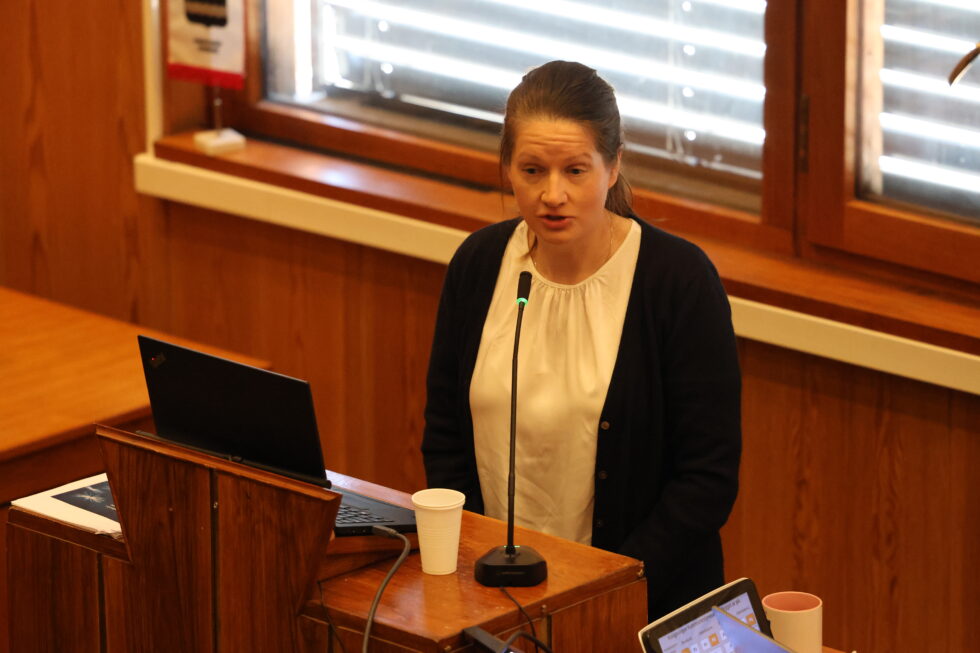 Gro Caroline Sjølie, fra Akershus Energi orienterte om et nytt vindkraftprosjekt i Kongsvinger kommune.