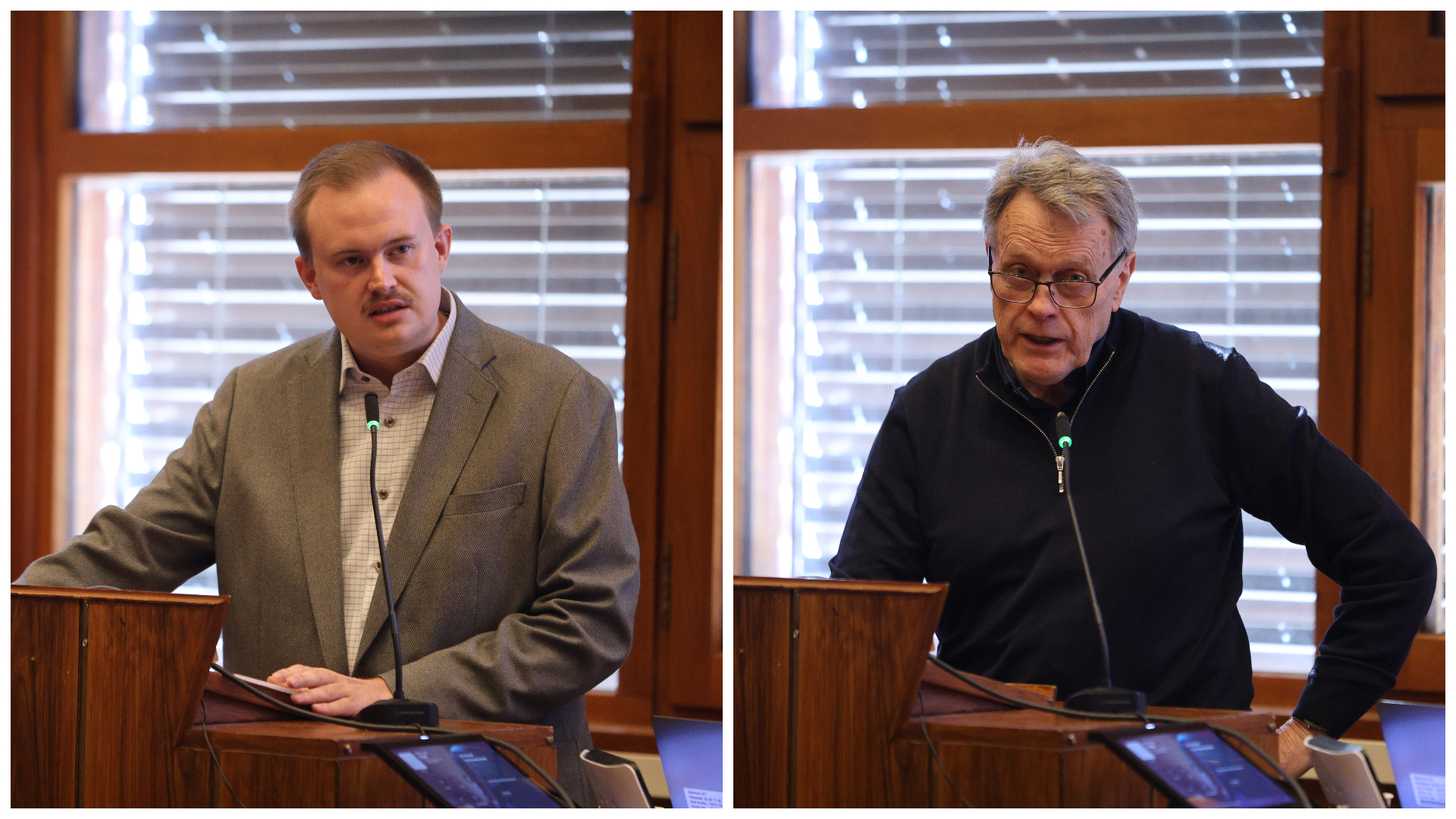 Oskar Aanmoen (H) og Helge Thomassen (Pp) deler synspunkter om vindkraft.